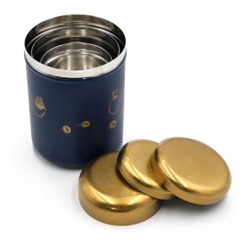 Premium Tea Sugar Coffee Canister Set of 3, Modern Blue Colour with Golden Lids, Stainless Steel Matte Storage Jars, Ideal for Gifting, Dishwasher Safe